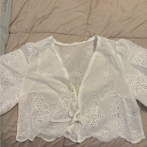 White Embroidered Women's Top
